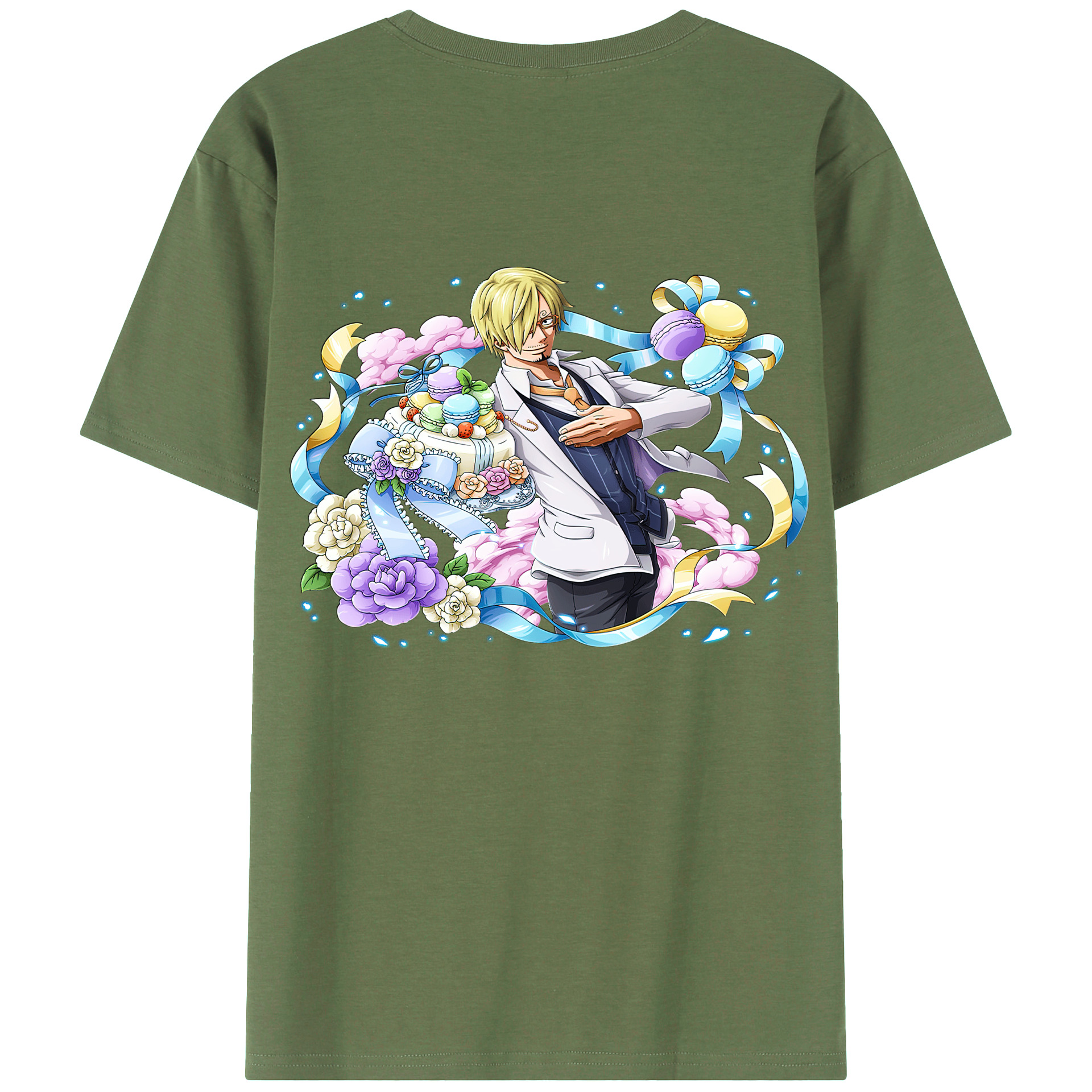 （画像用） ワンピース サンジ ONE PIECE Sanji 綿100％ メンズ半袖Tシャツ（バックプリント） 通気性